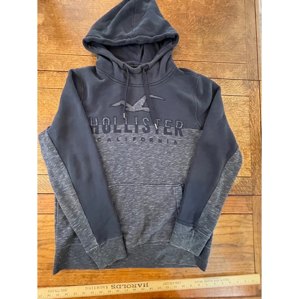 Hollister blue hooded cotton sweatshirt